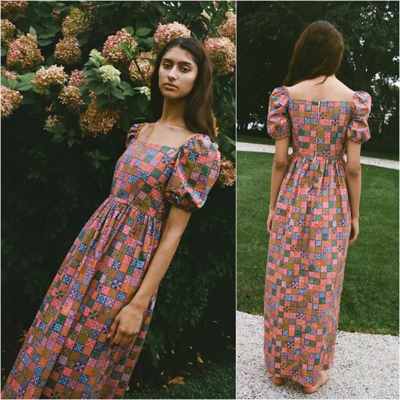 Coco Shop Short-Sleeve Maxi Dress in Navy Checkerboard - Picture 4 of 16